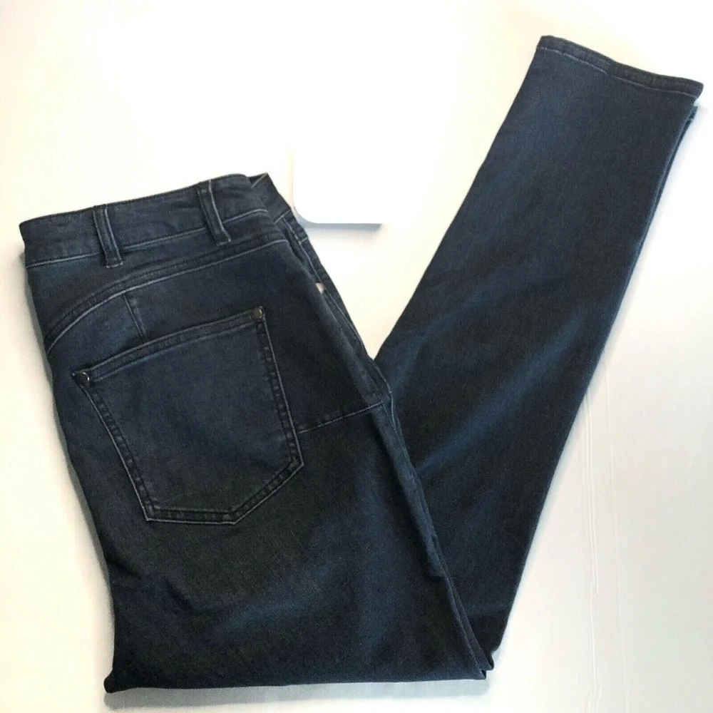 Ellos Skinny Jeans Ankle Zippers Faded Indigo 4 Pockets Has 2% Spandex Slimming - Picture 3 of 5
